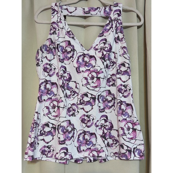 EleVen by Venus Williams Tops - EleVen by Venus Williams Purple Floral Peplum Athletic Tennis Tank Top Large